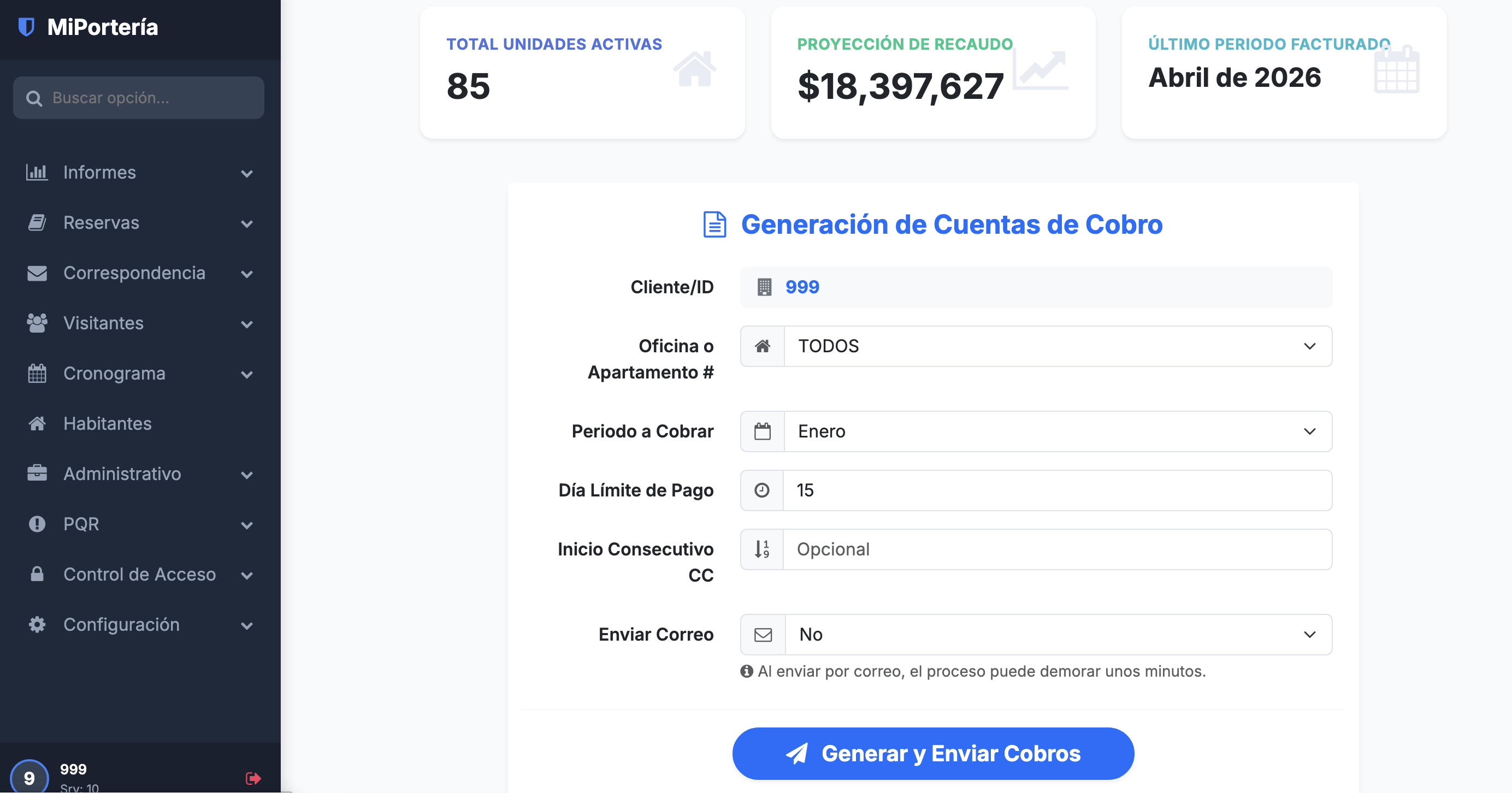 Generacion de cuentas de cobro
