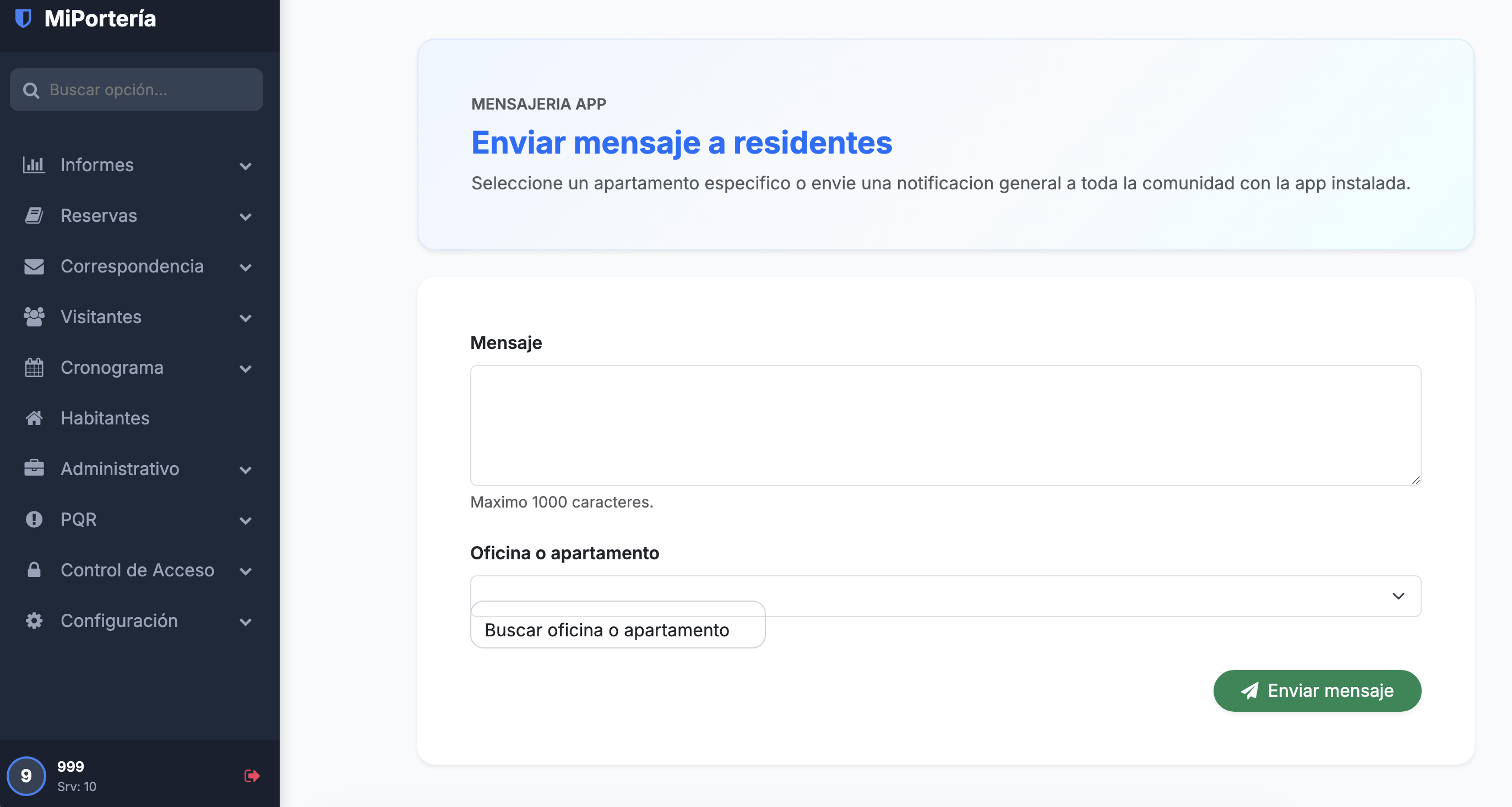 Modulo de comunicacion con residentes